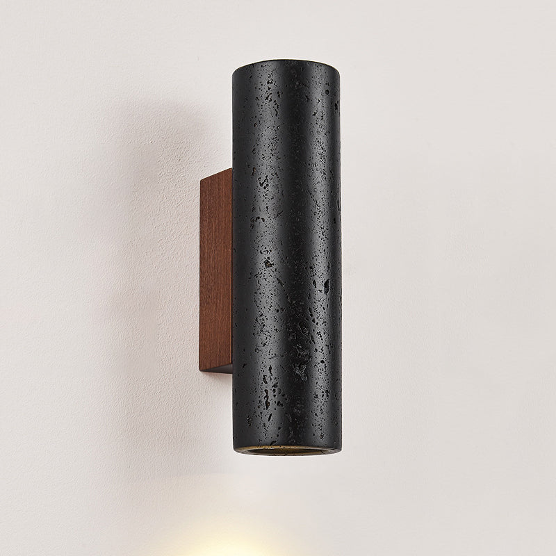 Cylinder Black Travertine Solid Wall Lamp