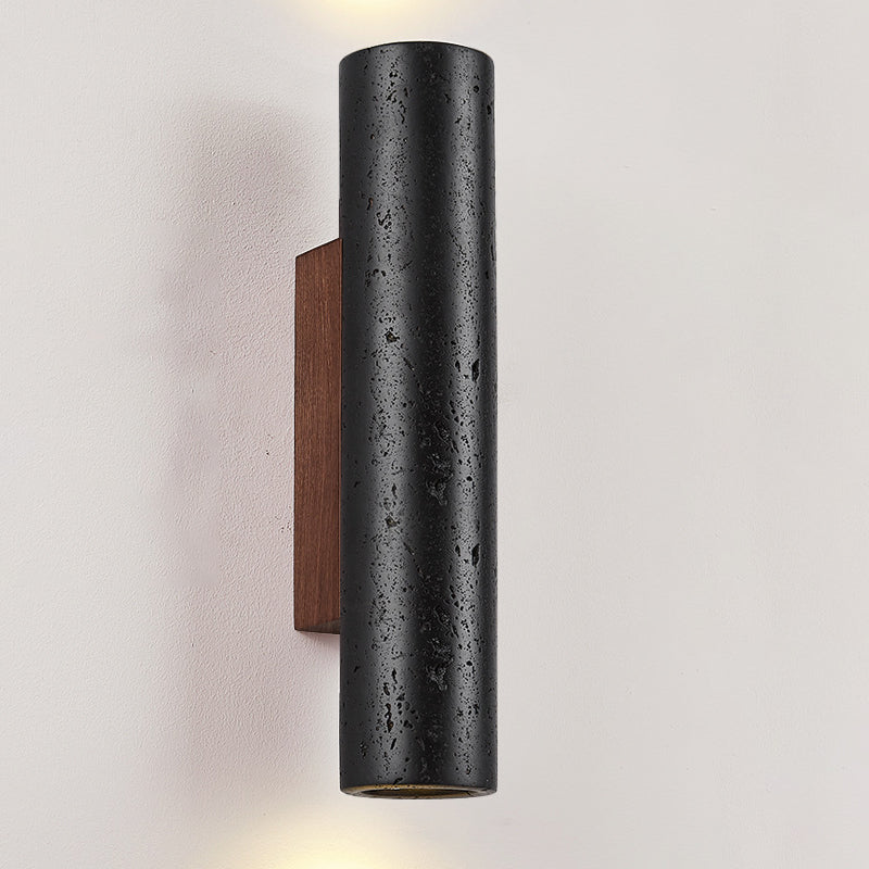 Cylinder Black Travertine Solid Wall Lamp