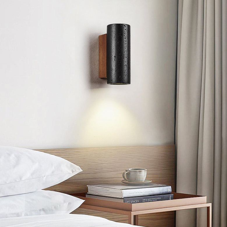 Cylinder Black Travertine Solid Wall Lamp
