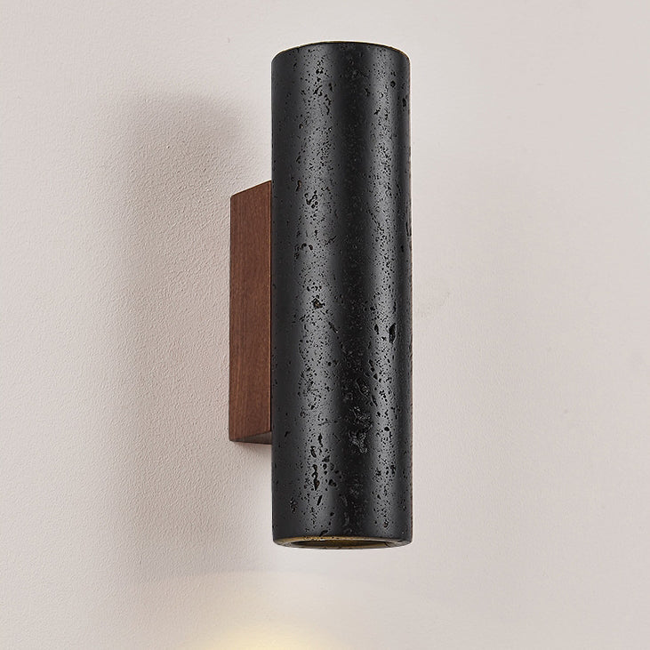 Cylinder Black Travertine Solid Wall Lamp