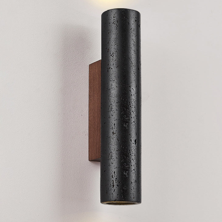 Cylinder Black Travertine Solid Wall Lamp