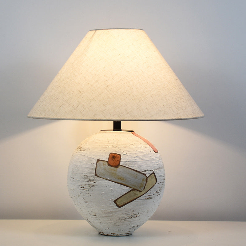 Frustum Cone Ceramic Fabric Table Lamp