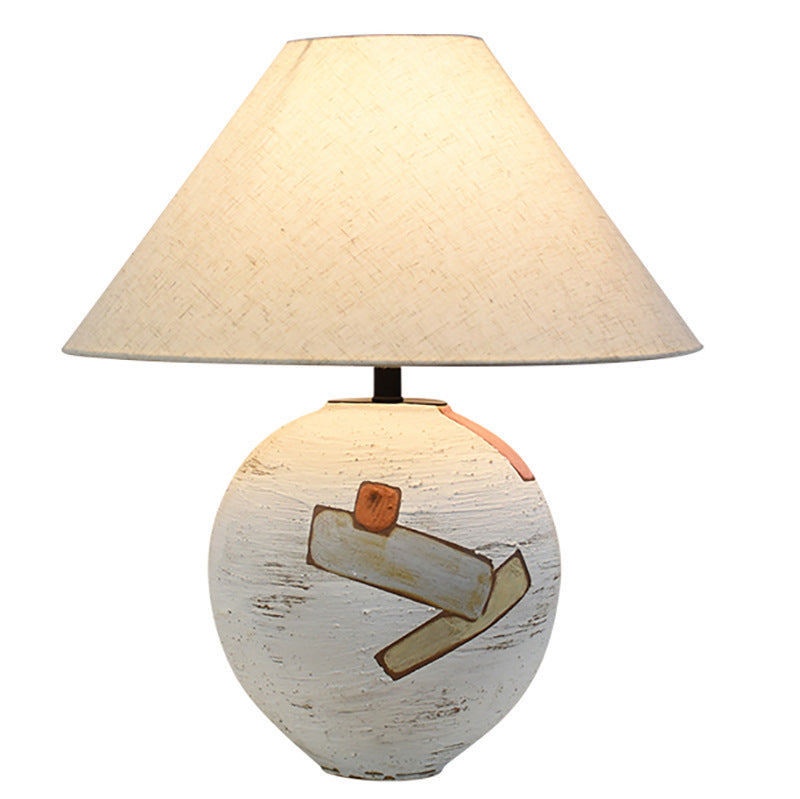 Frustum Cone Ceramic Fabric Table Lamp