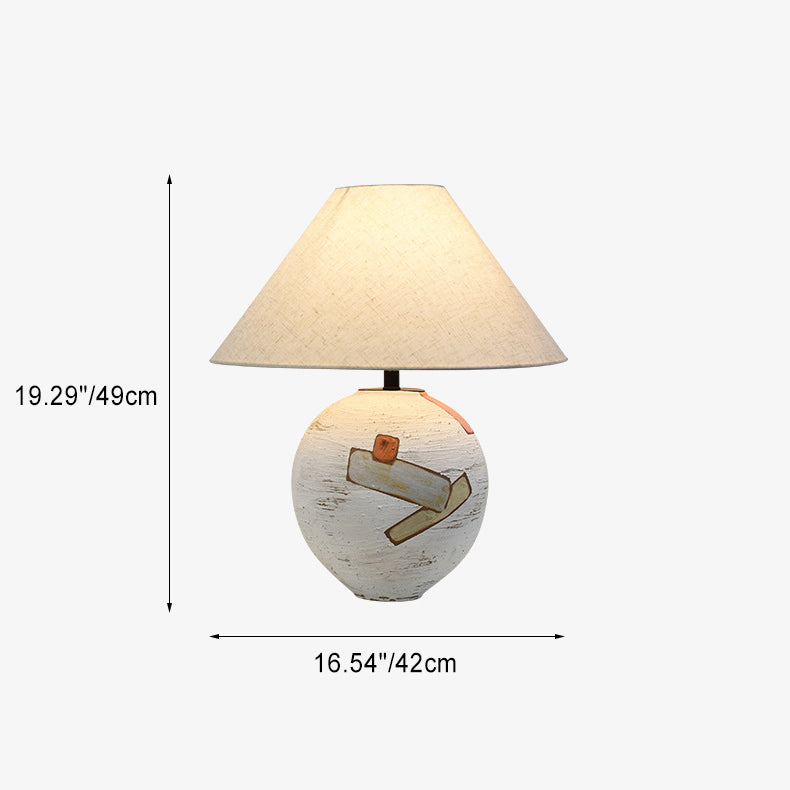 Frustum Cone Ceramic Fabric Table Lamp