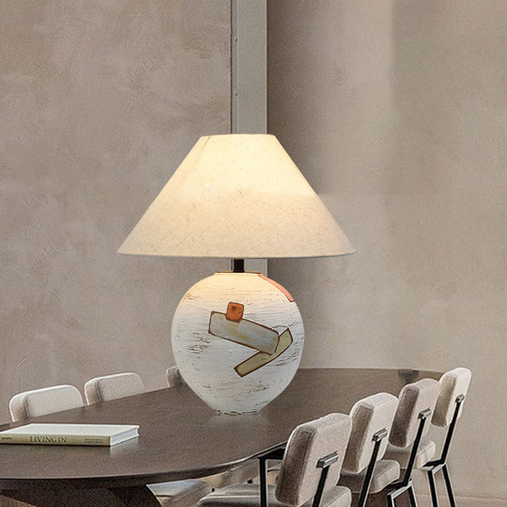 Frustum Cone Ceramic Fabric Table Lamp