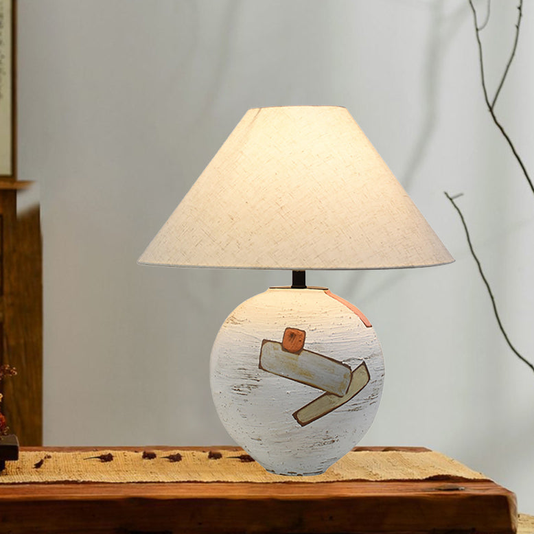Frustum Cone Ceramic Fabric Table Lamp