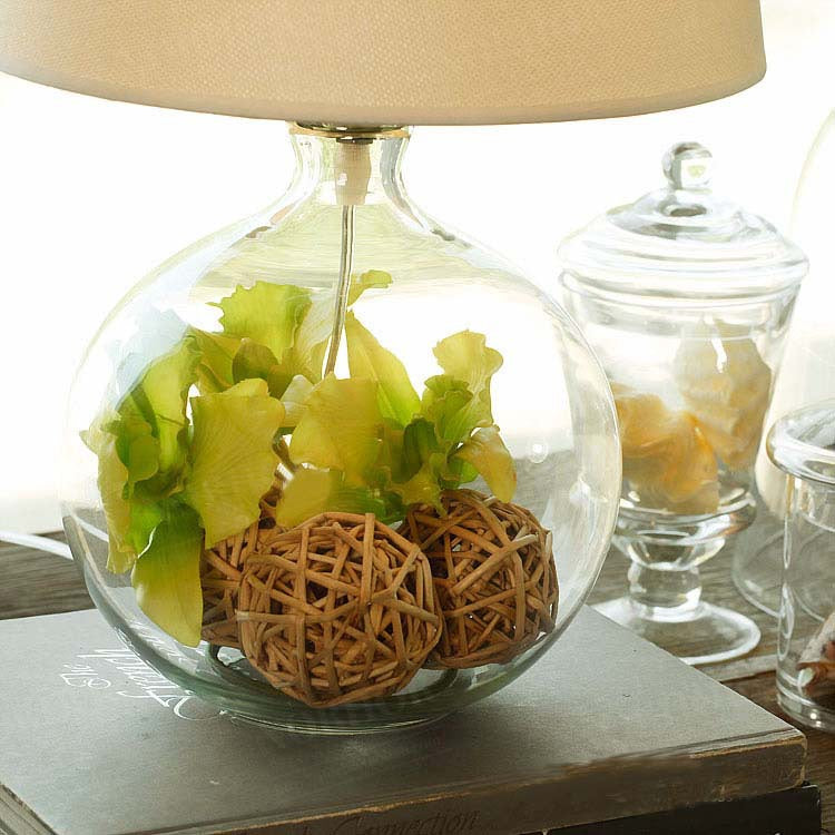 Cylinder Fabric Glass Bedroom Table Lamp