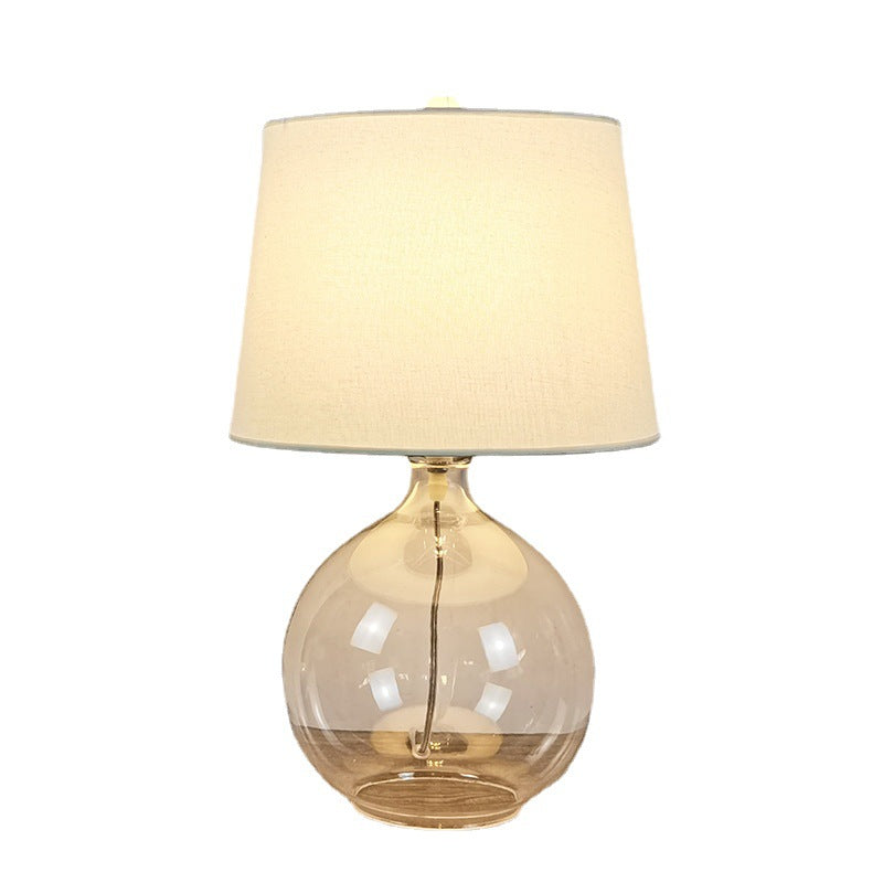 Cylinder Fabric Glass Bedroom Table Lamp