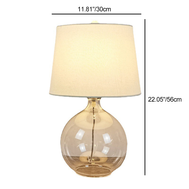 Cylinder Fabric Glass Bedroom Table Lamp