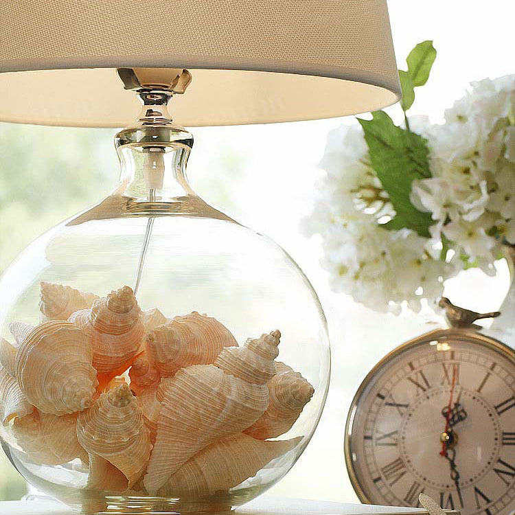 Cylinder Fabric Glass Bedroom Table Lamp