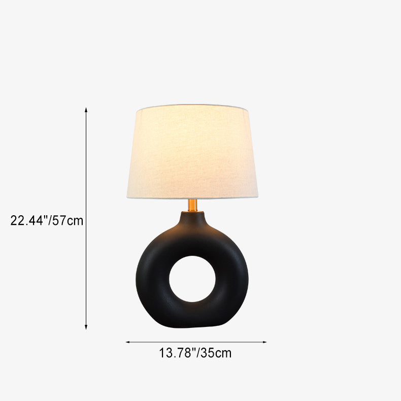 Circle Ceramic Fabric Bedroom Table Lamp
