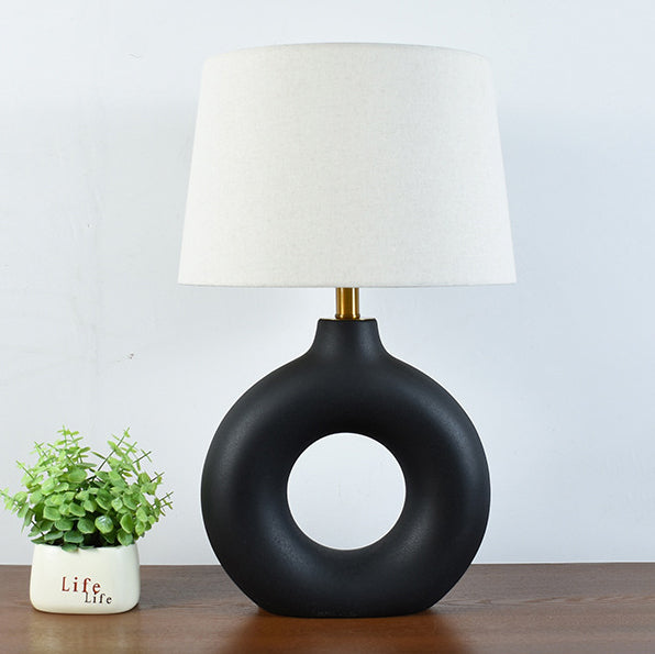 Circle Ceramic Fabric Bedroom Table Lamp
