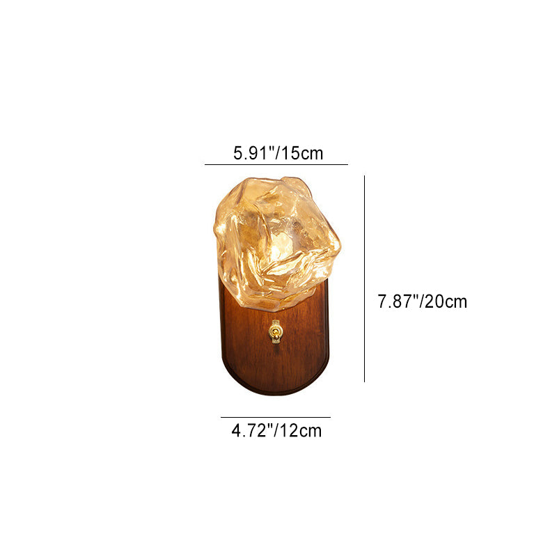 Irregular Ice Solid Wood Wall Lamp