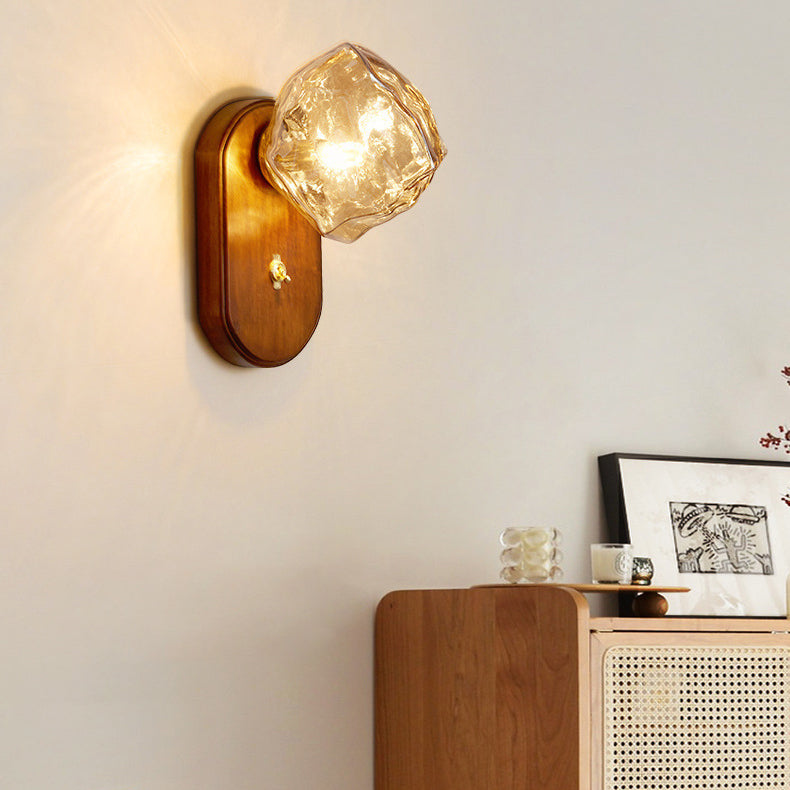 Irregular Ice Solid Wood Wall Lamp