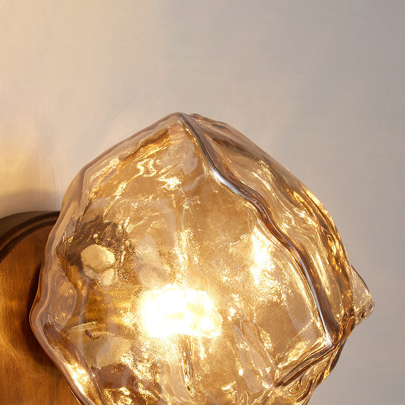 Irregular Ice Solid Wood Wall Lamp