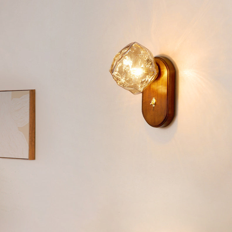 Irregular Ice Solid Wood Wall Lamp