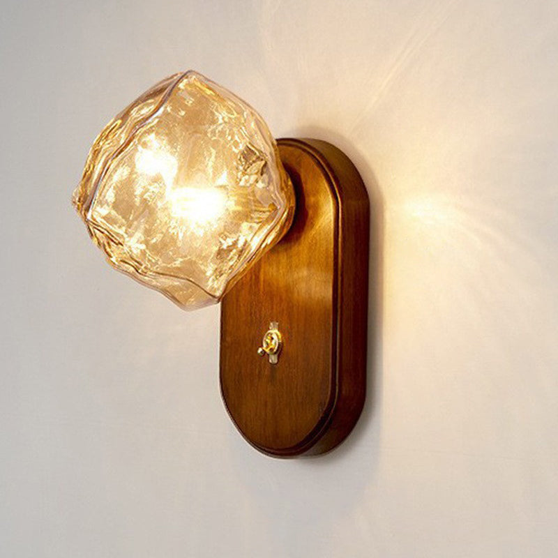 Irregular Ice Solid Wood Wall Lamp