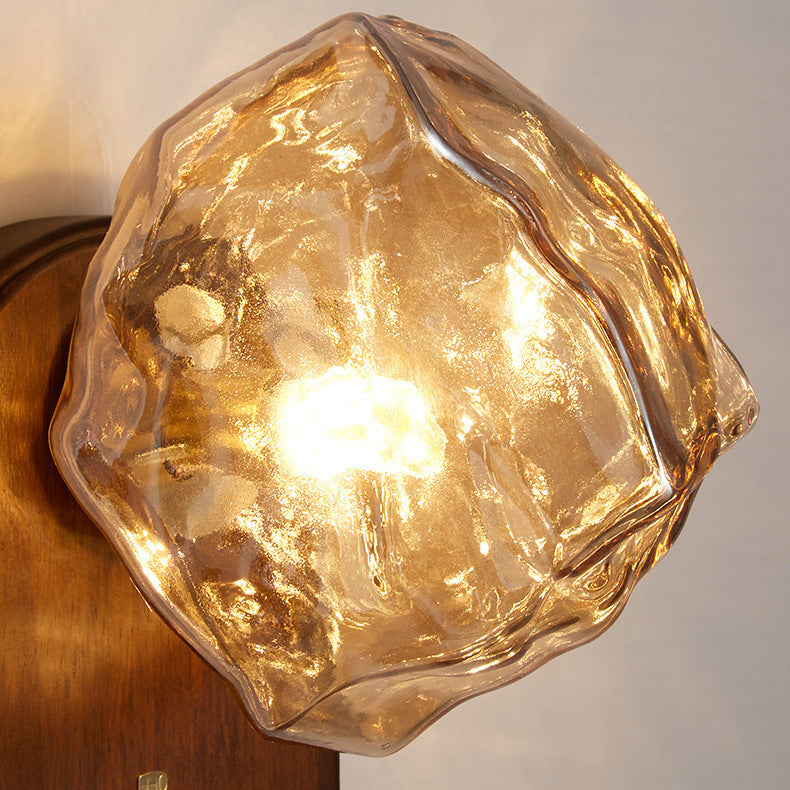 Irregular Ice Solid Wood Wall Lamp