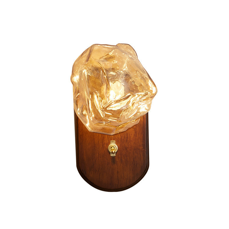 Irregular Ice Solid Wood Wall Lamp