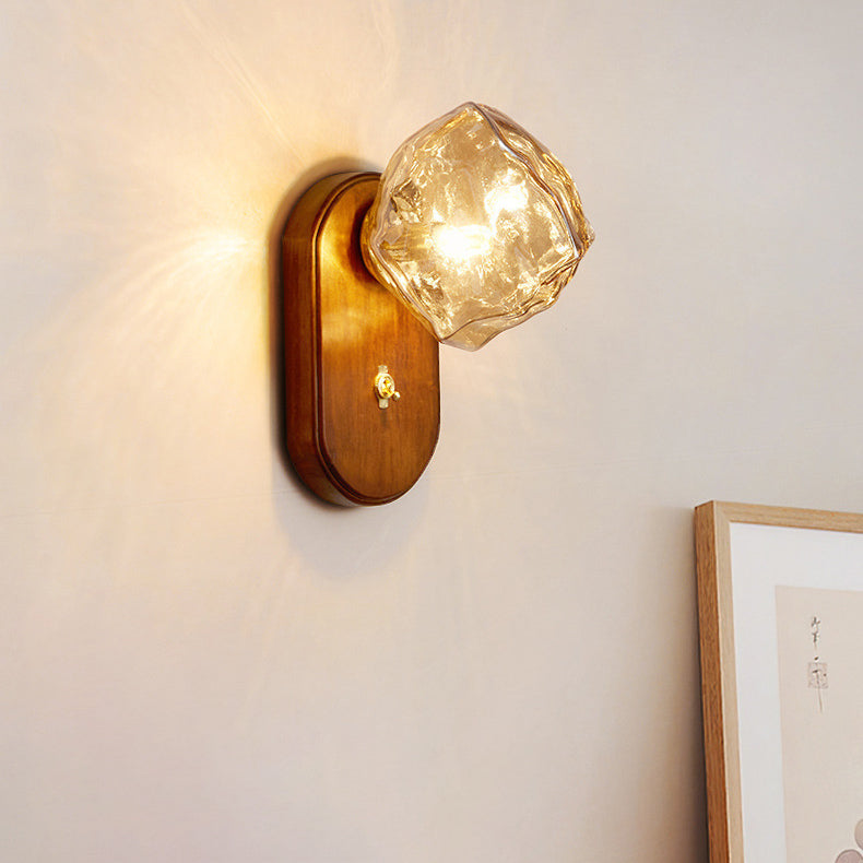 Irregular Ice Solid Wood Wall Lamp
