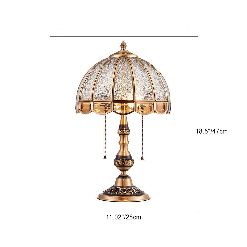 Dome Copper Glass Bedroom 2-Light Table Lamp