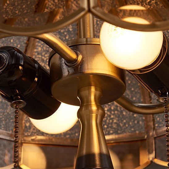Dome Copper Glass Bedroom 2-Light Table Lamp