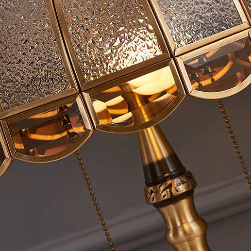 Dome Copper Glass Bedroom 2-Light Table Lamp