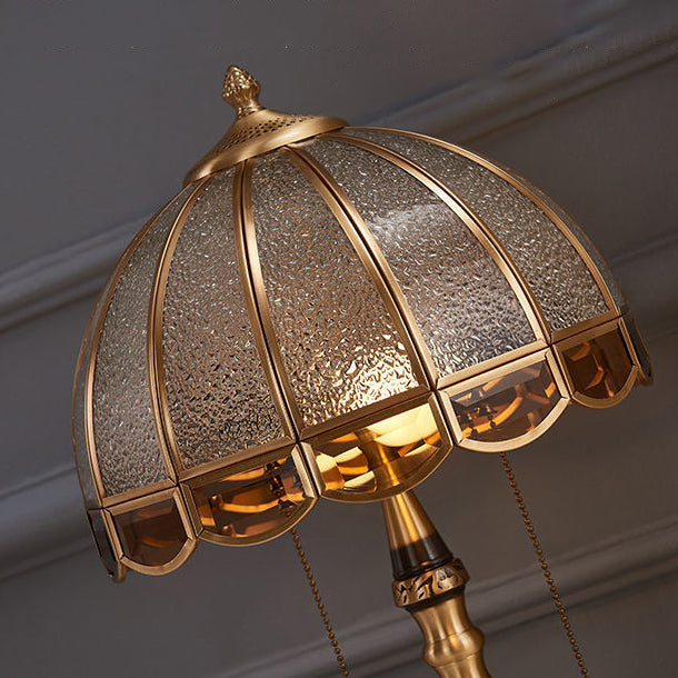 Dome Copper Glass Bedroom 2-Light Table Lamp