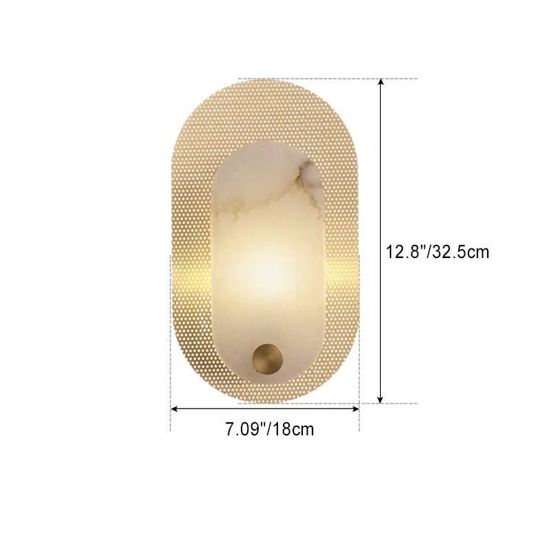 Oval Marble Copper Bedroom Wall Lamp