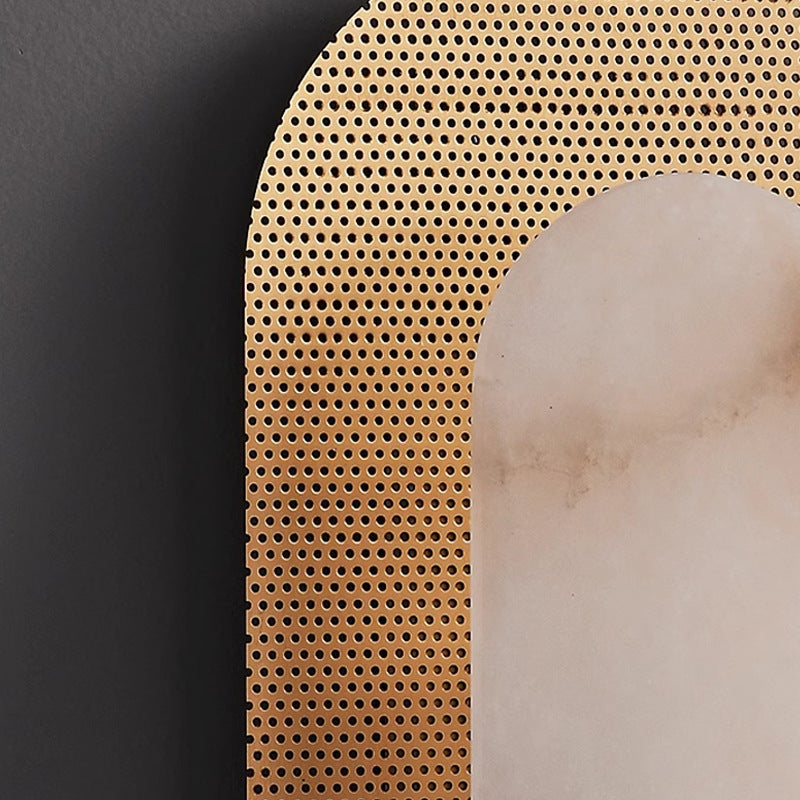 Oval Marble Copper Bedroom Wall Lamp