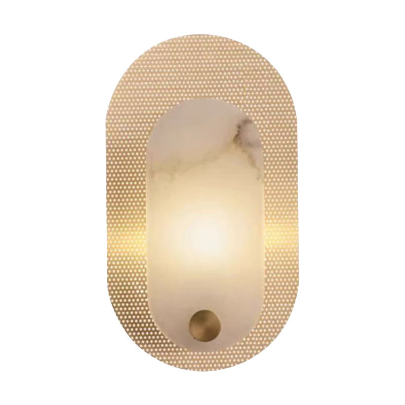 Oval Marble Copper Bedroom Wall Lamp