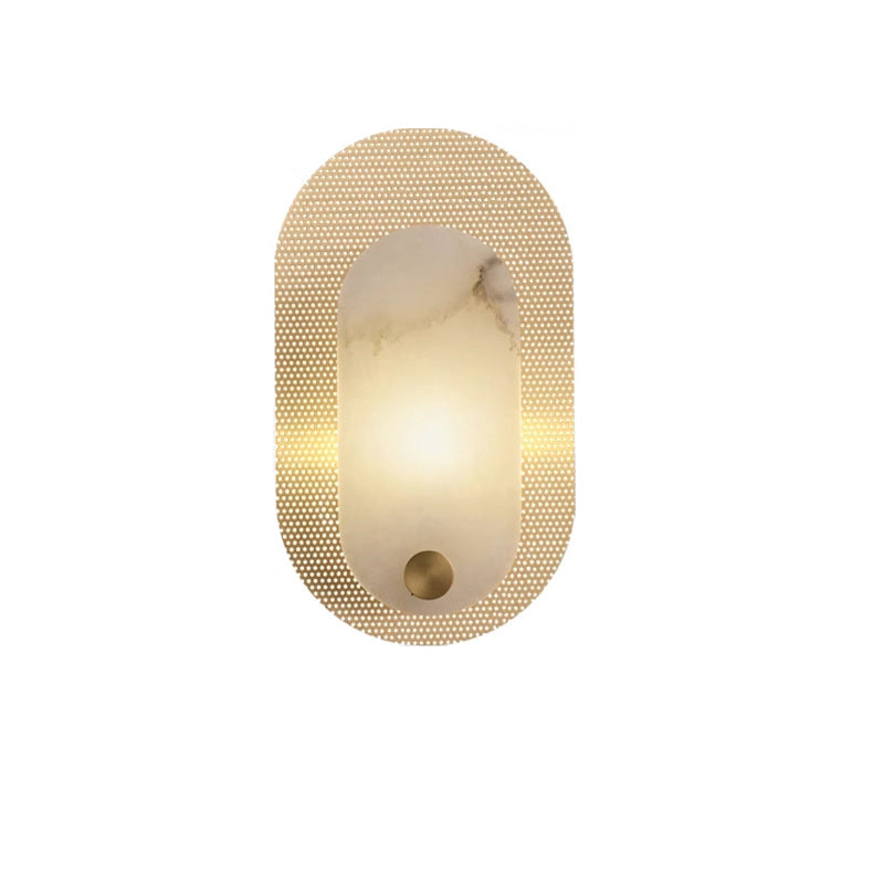 Oval Marble Copper Bedroom Wall Lamp