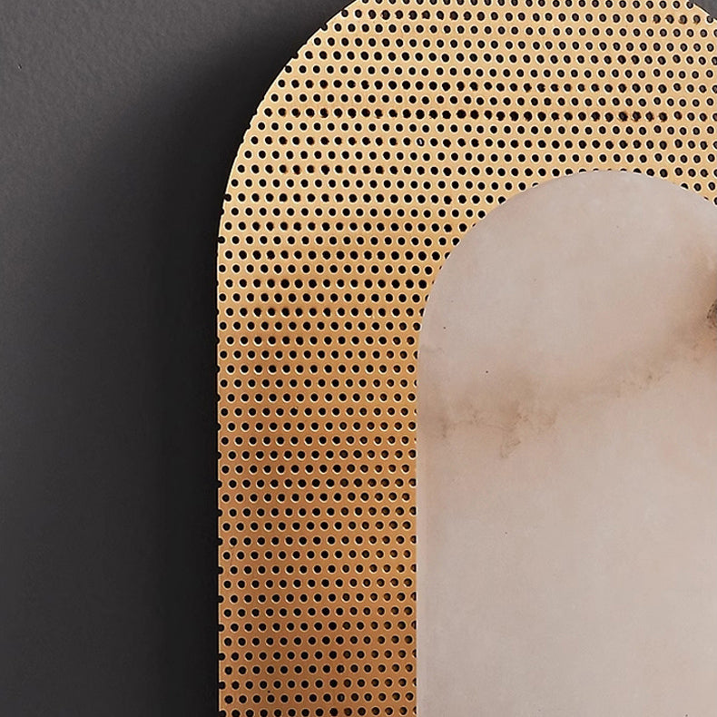 Oval Marble Copper Bedroom Wall Lamp