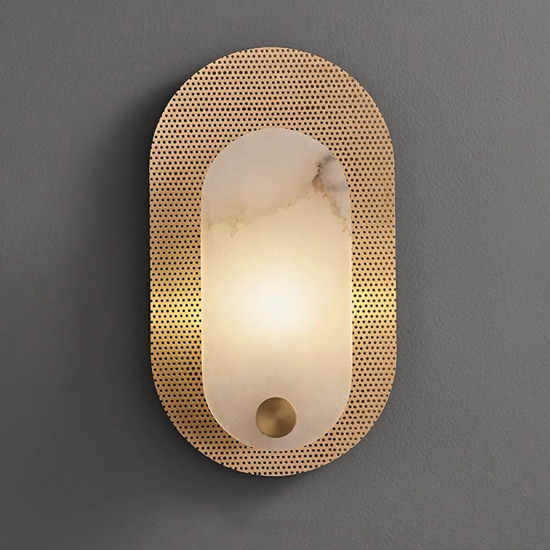Oval Marble Copper Bedroom Wall Lamp