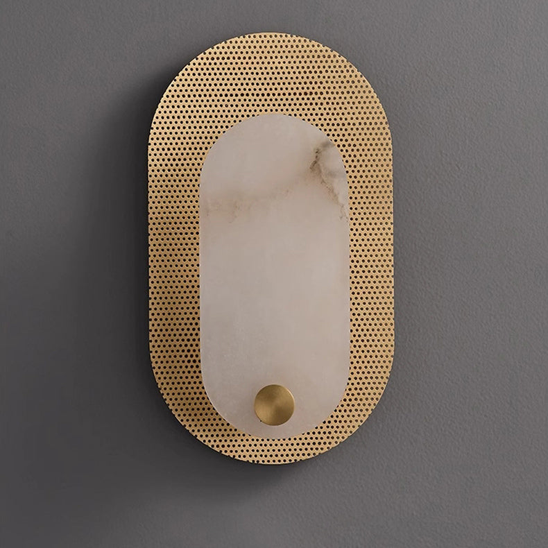 Oval Marble Copper Bedroom Wall Lamp