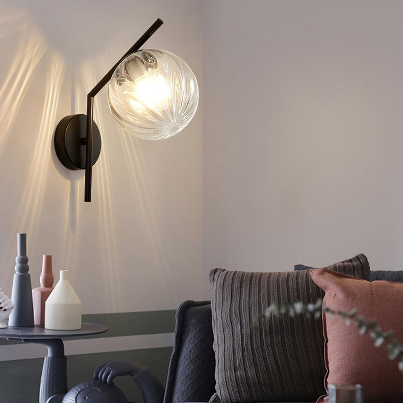 Sphere Iron Glass Bedroom Wall Lamp