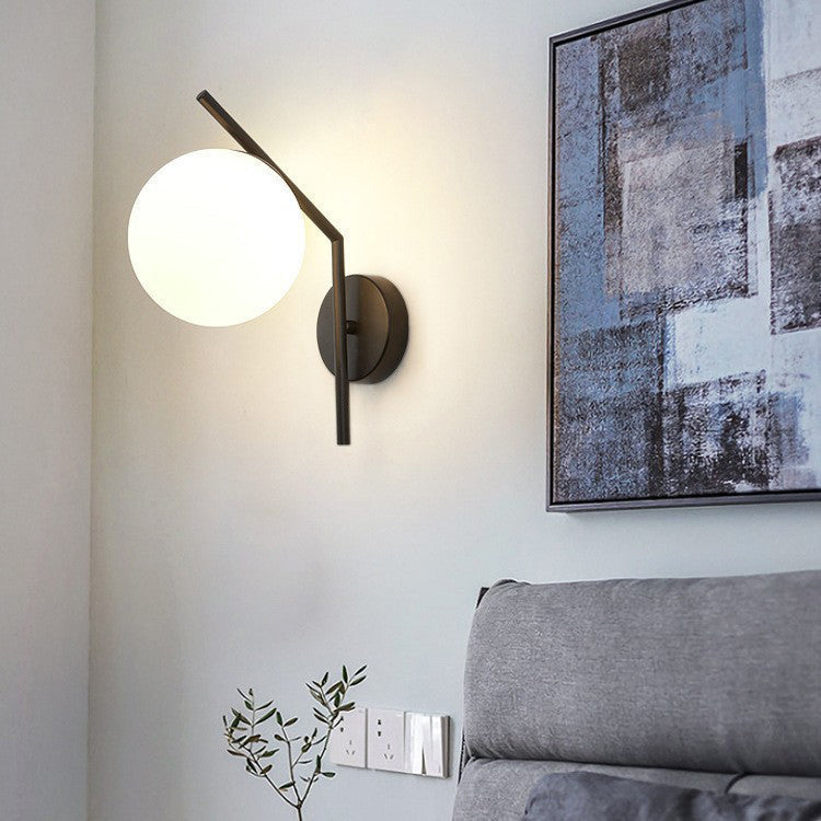 Sphere Iron Glass Bedroom Wall Lamp