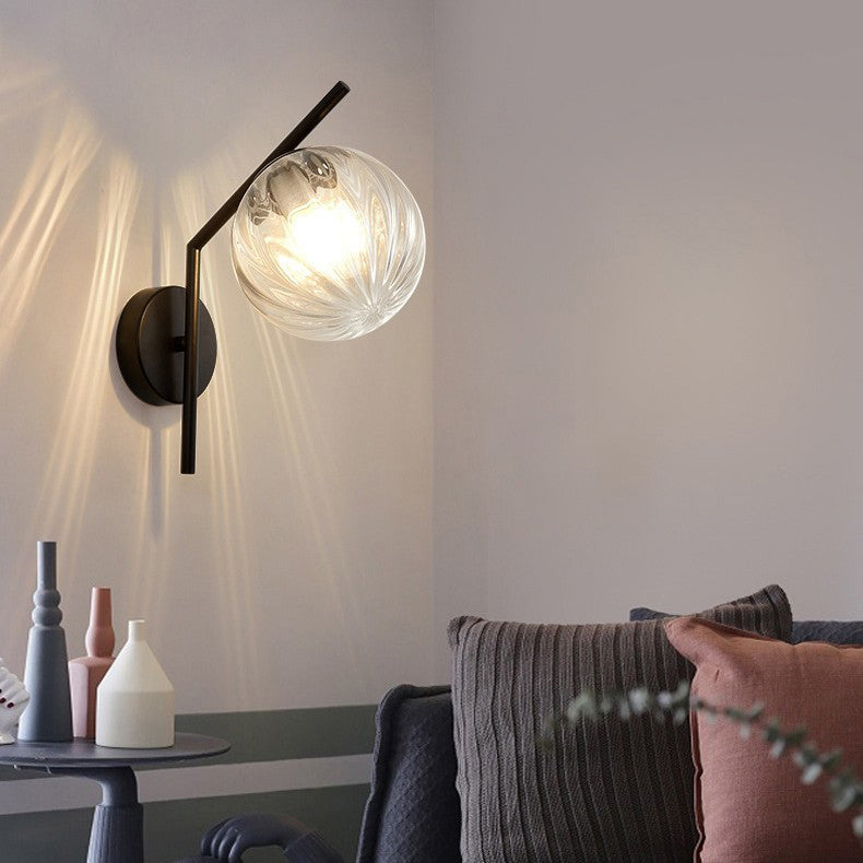 Sphere Iron Glass Bedroom Wall Lamp