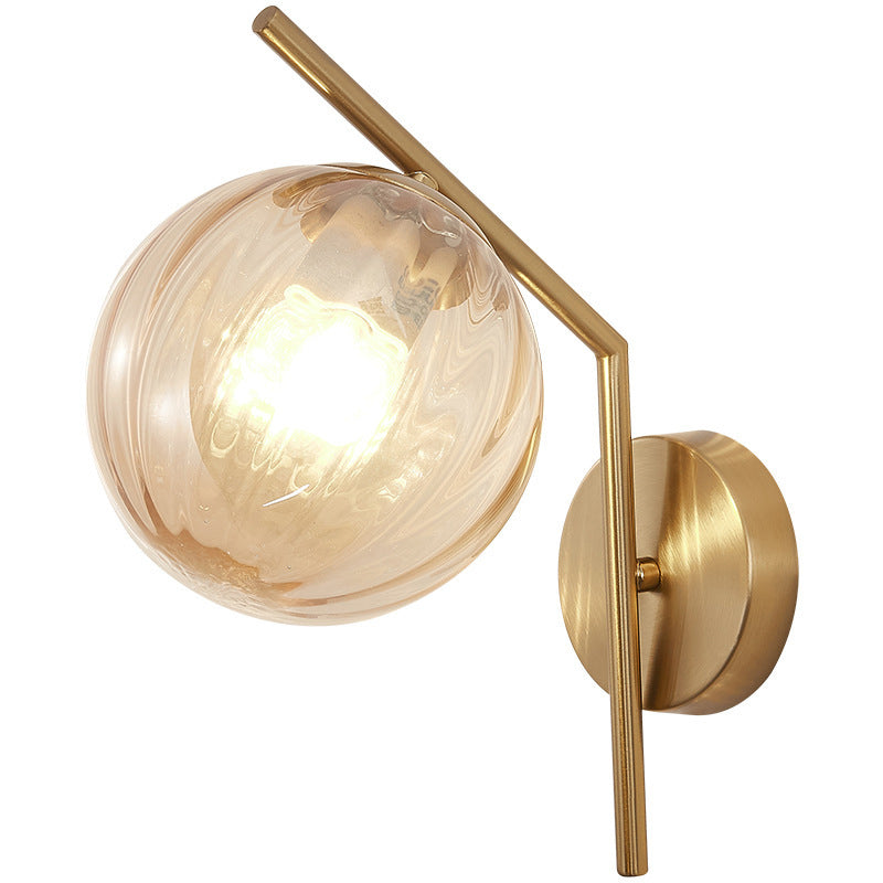 Sphere Iron Glass Bedroom Wall Lamp