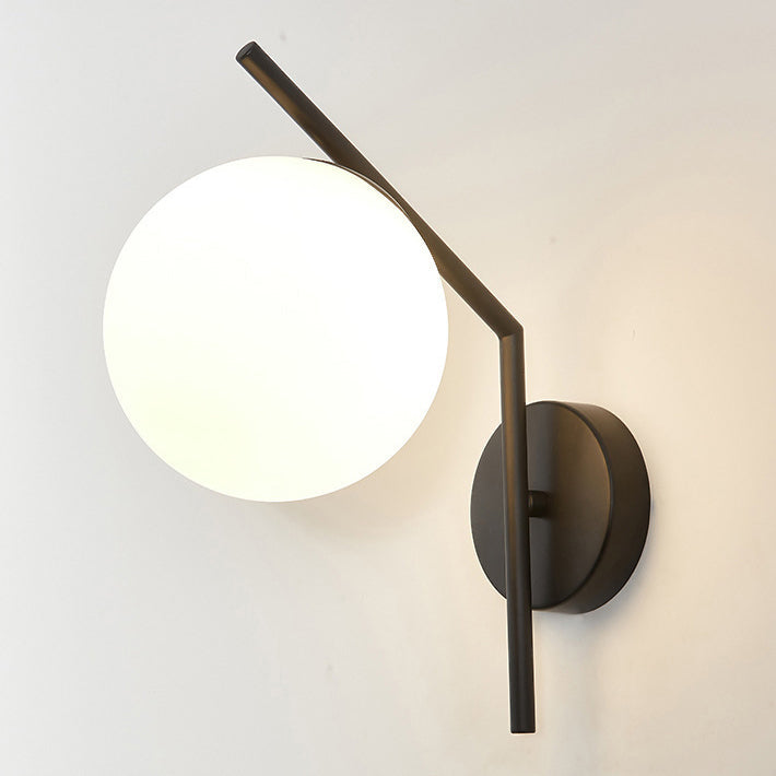 Sphere Iron Glass Bedroom Wall Lamp