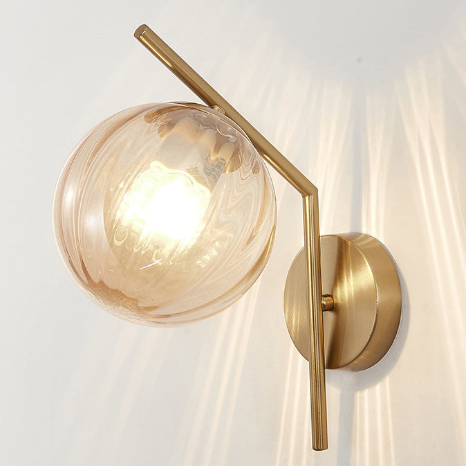 Sphere Iron Glass Bedroom Wall Lamp
