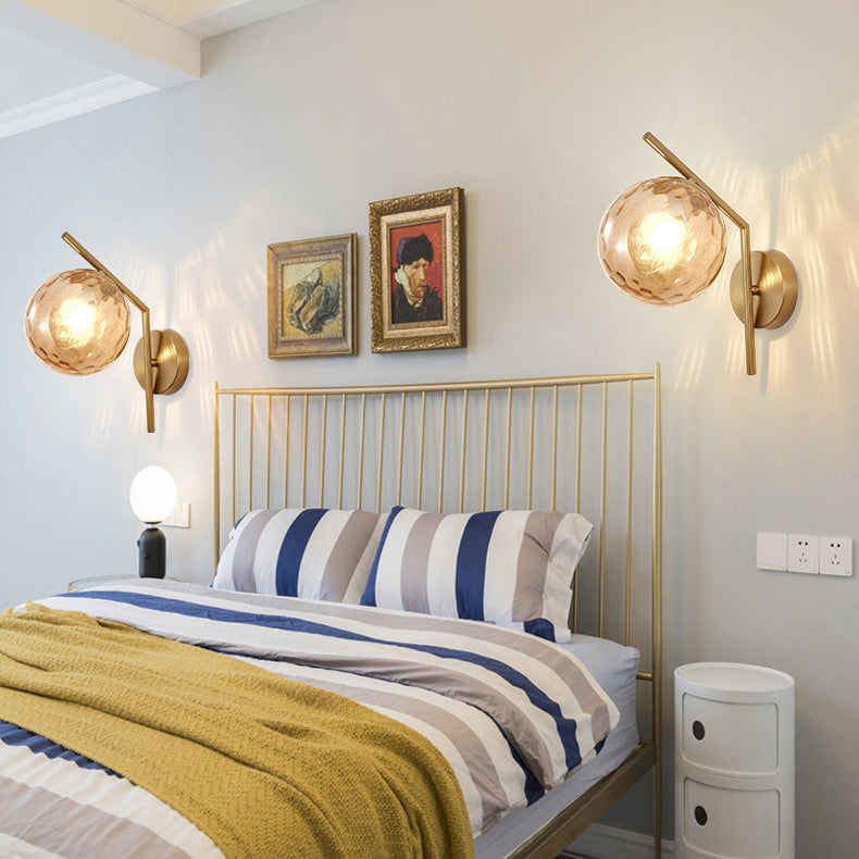 Sphere Iron Glass Bedroom Wall Lamp