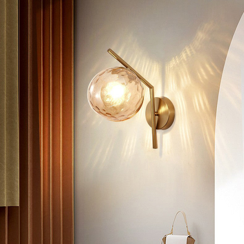 Sphere Iron Glass Bedroom Wall Lamp
