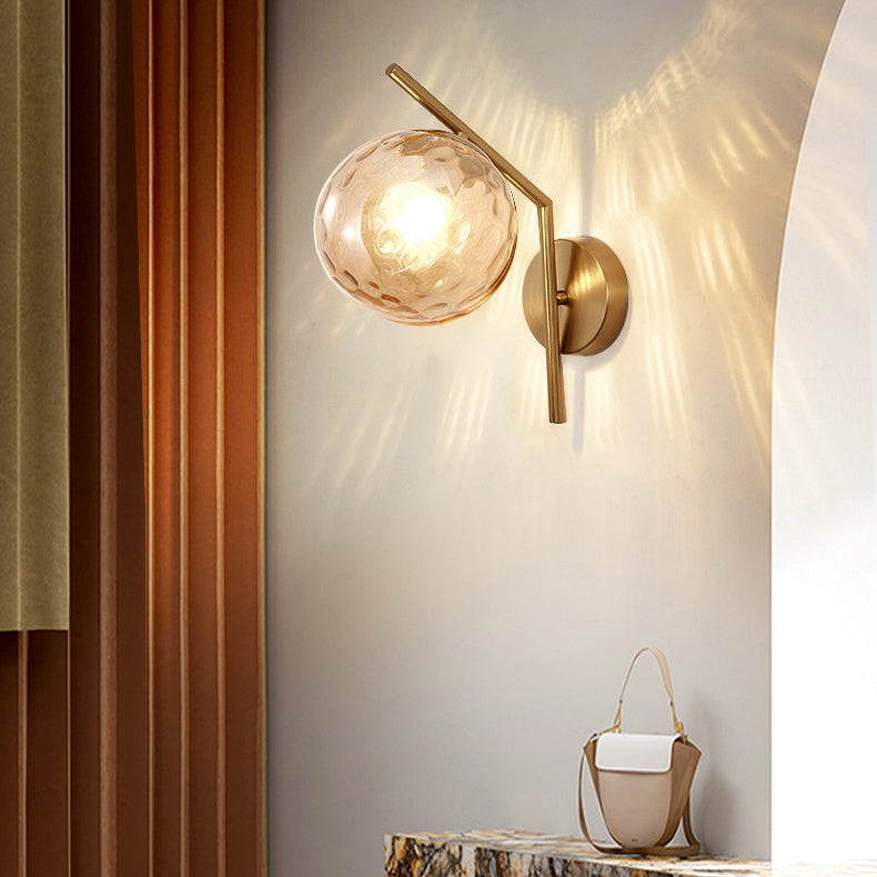 Sphere Iron Glass Bedroom Wall Lamp