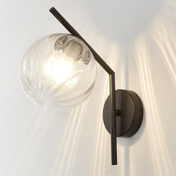 Sphere Iron Glass Bedroom Wall Lamp