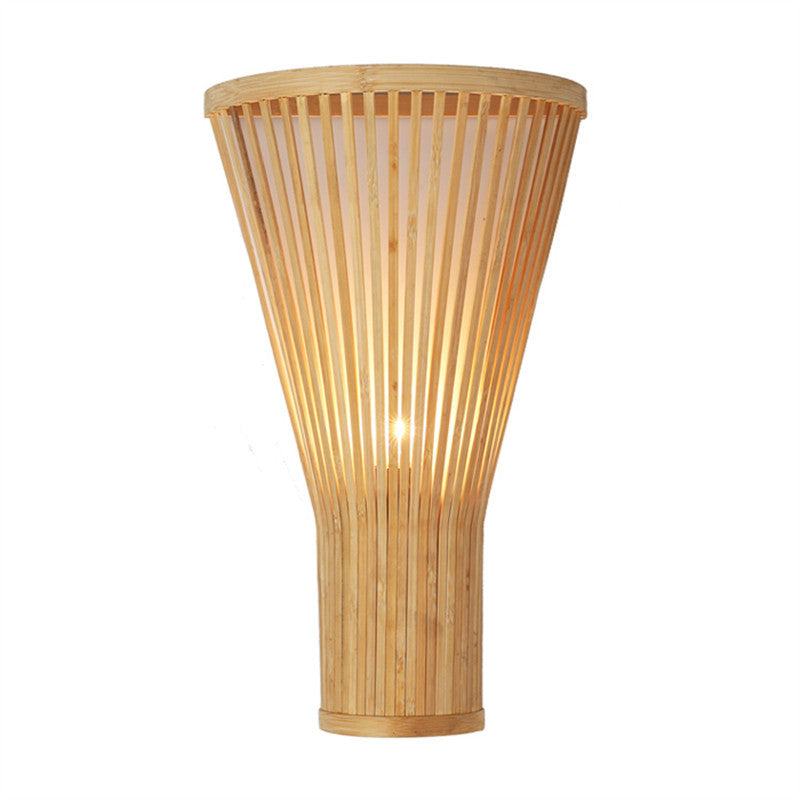 Trapezoid Bamboo Bedroom Wall Lamp