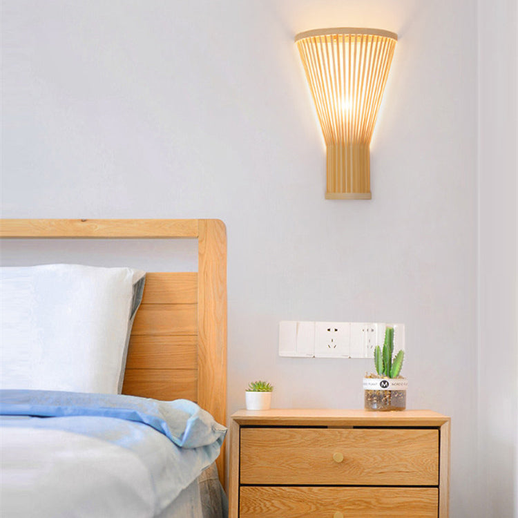 Trapezoid Bamboo Bedroom Wall Lamp