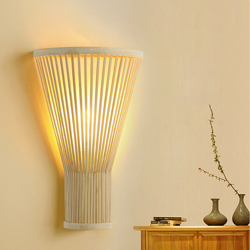 Trapezoid Bamboo Bedroom Wall Lamp