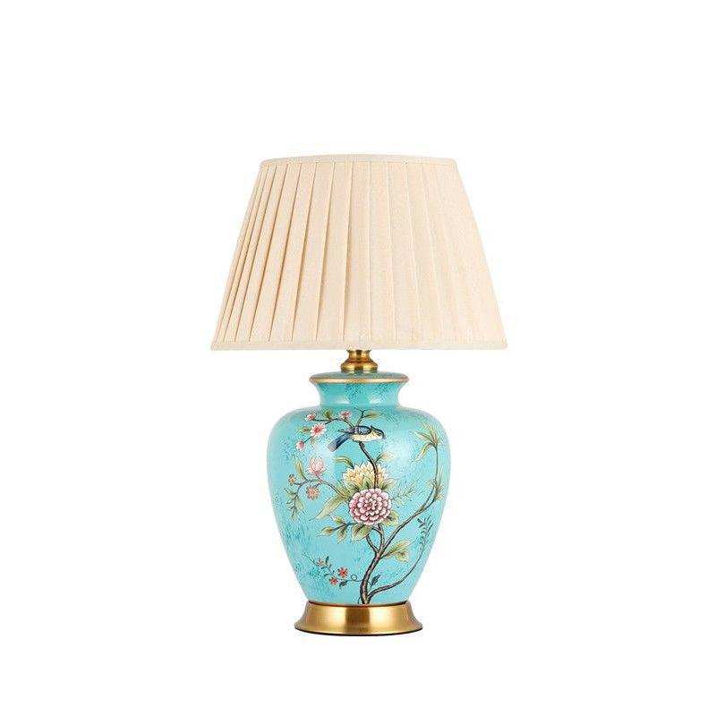 Cone Lampshade Ceramic Fabric Table Lamp