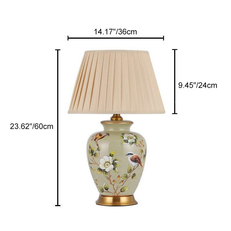 Cone Lampshade Ceramic Fabric Table Lamp